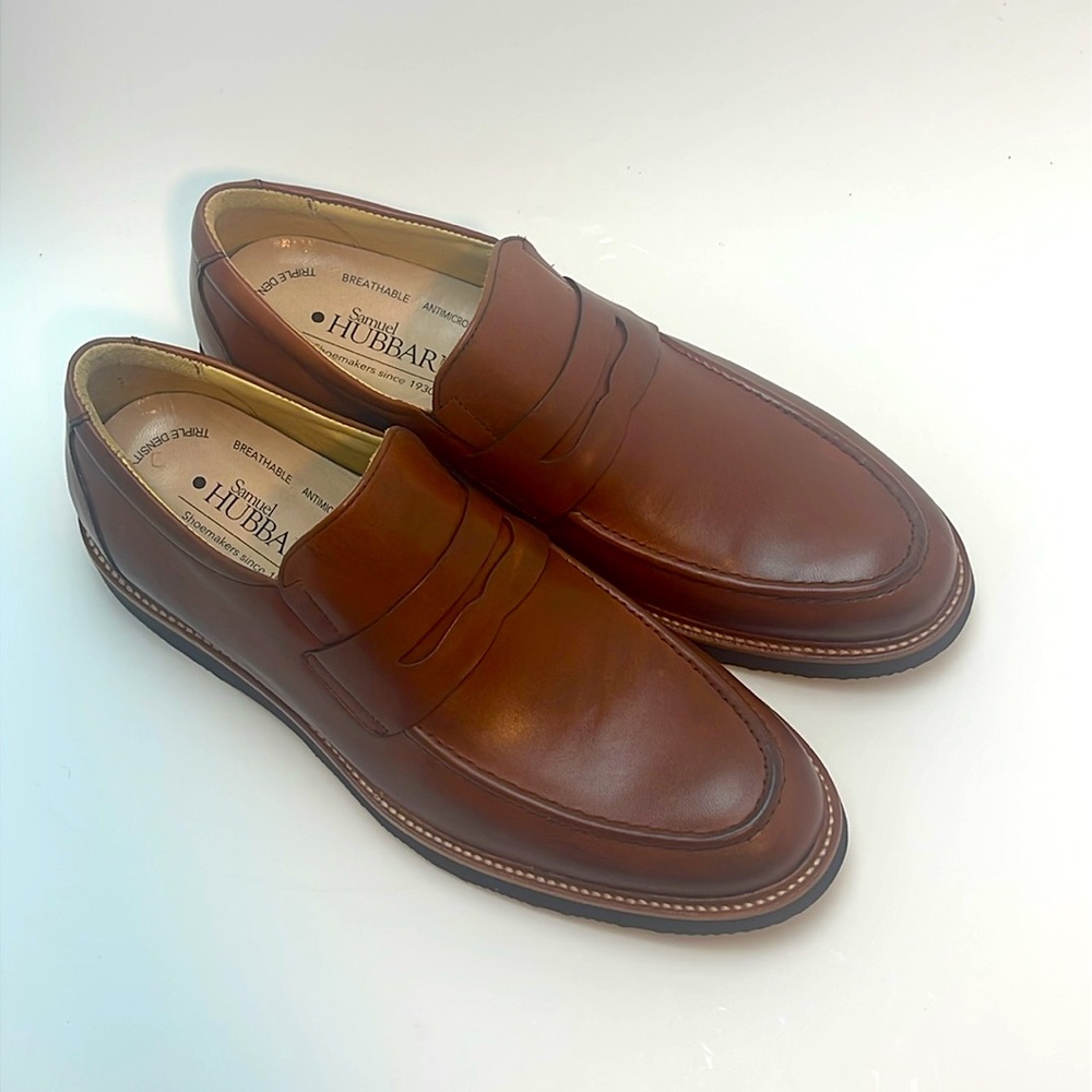 Samuel Hubbard Ivy Legend Men’s Whisky Leather Slip-On Loafers 8 M Vibram Sole - Picture 2 of 8